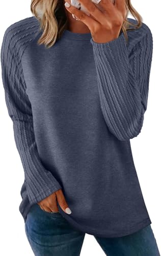 Image of OFEEFAN Long Sleeve Shirts for Womens Fall Fashion 2026 Crewneck Oversized Sweatshirt Tunic Tops to Wear with Leggings