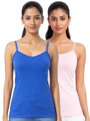 Image of DChica Essentials Padded Camisole Bra for Women, Sleeveless Undershirts Cami Vest with Adjustable Straps, Cotton Camisole Tank Top /Innerwear for Women Solid Pattern