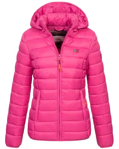 Geographical Norway Winter Jacke Steppjacke Parka Kapuzenjacke Outdoor Leicht und warm, Farbe:FLASHY PINK, Größe:M (38)