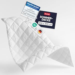 Blumtal Sommerdecke 200x200 cm - Oeko-TEX zertifizierte Sommerdecke 200x200 cm - leichte Decke Sommer weich - Steppbettdecke waschbar 95 °C - Füllmenge 150 GSM - mit Eckhalterung