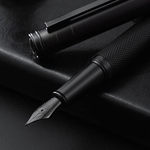 Image of Hongdian Black Forest Fountain Pen Medium Nib Classic Design with Converter and Metal Pen Case Set