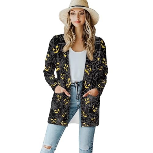 Image of Women's Lightweight Cardigans with Pockets Trendy Long Sleeve Open Front Cardigan Casual Tops Jackets Fall Oufits S-2XL