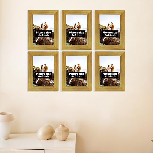 Image of Art Street Set of 6 Wall Rectangular Photo Frames, Wall Hanging Picture Frame for Home, Living Room, Study Room Decor & Office Decor (Color: Gold, Size 4x6 Inch)