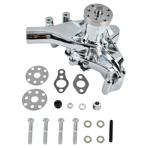 TBAPFS Long Water Pump High Volume Chrome Aluminum Compatible with 1969-1987 SBC Small Block Chevy 283 305 327 350 383 400