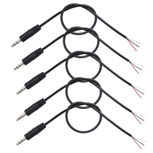 5PCS Cable 3.5mm macho a cable abierto TRS 0.3m miniatura 1