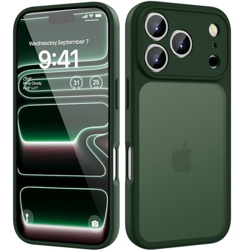 Coque pour iPhone 17 Pro résistant aux chutes - Protection silicone vert givré
