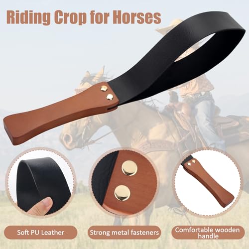 Catcan Riding Crop for Horses, 19\'\' Equestrianism Crops Leather Horse Whip for Equestrian Sports Training Whip