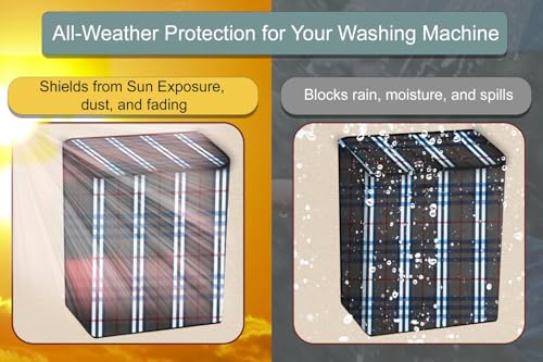 Image of Stylista Washing Machine Cover Compatible for GODREJ 7.2KG Semi-Automatic Top Loading WS Edge CLS 7.2 WNRD PN2 M, Checkered Pattern Grey