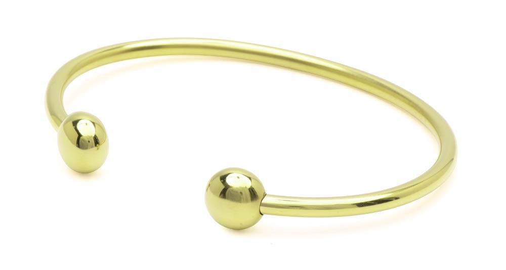 QRAY Gold Standard Steel Golf Athletic Bracelet Men Women C-Shaped Health Wellness Bracelet (Large: 7.75"~8.5")