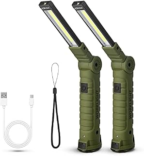 Suranew LED Torch Rechargeable Work Light USB Handheld Flashlight COB LED Inspection Lamp Torch Magnetic Work Light with Magnetic Base and Hook for Camping