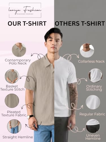 Image of Leriya Fashion Cotton T-Shirt for Men - Soft Breathable Fabric | Regular Fit Half Sleeve Collar Tee for Summer Casual Wear (Available in Plus Size)