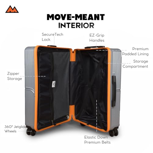 Image of Move-Meant Set of 2 Glide Small & Medium Check-in Suitcase | 55 Cm & 66 Cm | 360 Degree 8 Wheels Number Lock Polycarbonate MAT. Grey Trolley Bag | Luggage for Travel - Pack of