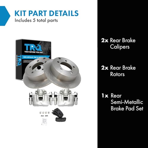 Image of TRQ Rear Brake Pad and Rotor Set Semi Metallic Rotors Calipers | For 2009-2011 Mitsubishi Lancer