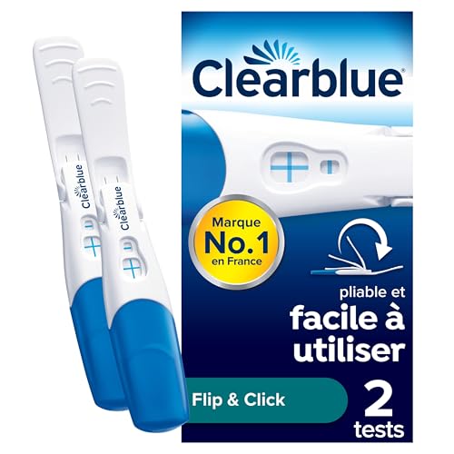 Clearblue Flip & Click test de grossesse à domicile pour femmes, pliable pour utilisation facile, teste l’hormone HCG, résultats précis et clairs en 3 minutes, 2...
