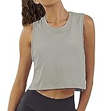 Lavado a mano recomend Camiseta de tirantes corta para yoga, deporte, de YINI, gris, S