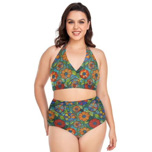 Bikini imprimé fleur en verre teinté d'une élégance rare