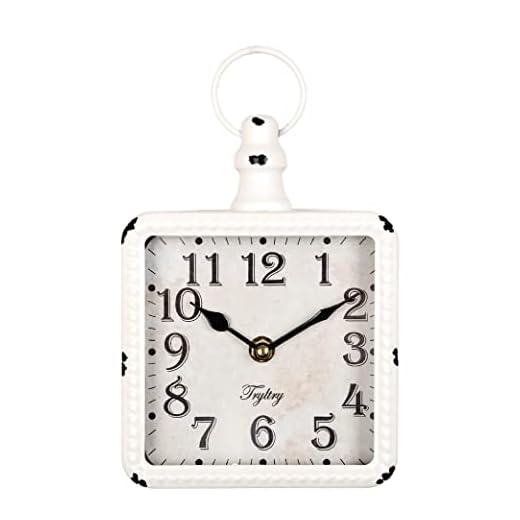 Retro Rectangle Small Wall Clock, Battery Operated Silent White Vintage Decor Wall Clocks, Antique Old Design Style, for Farmhouse,Kitchen,Bedroom,Bathroom White Rectangle