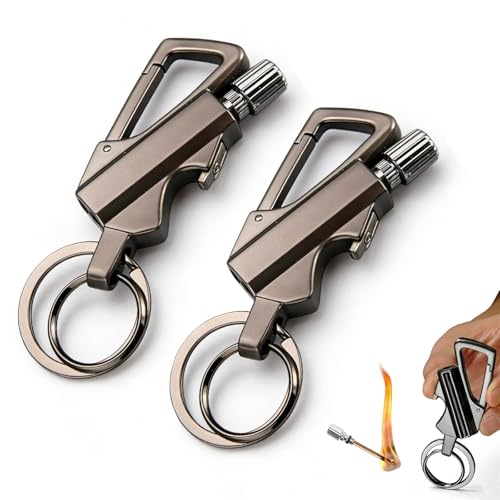 Llavero encendedor de metal portátil, reutilizable, impermeable, resistente al viento, perfecto para acampar al aire libre, gran idea de regalo para hombres