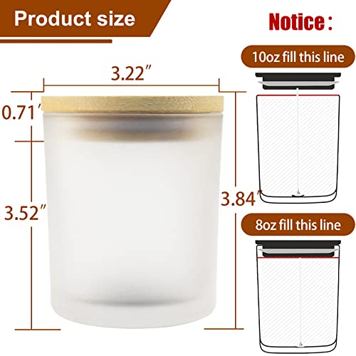Image of CONNOO 12Pack 10 oz Frosted Glass Candle Jars with Bamboo Lids for Making Candles Empty Candle Tins with Wooden Lids, Bulk Clean Candle Containers - Dishwasher Safe
