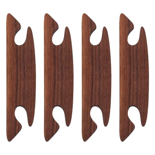 BENECREAT 4Pcs Walnut Wood Knitting Loom Shuttles, Brown Weaving Shuttle,