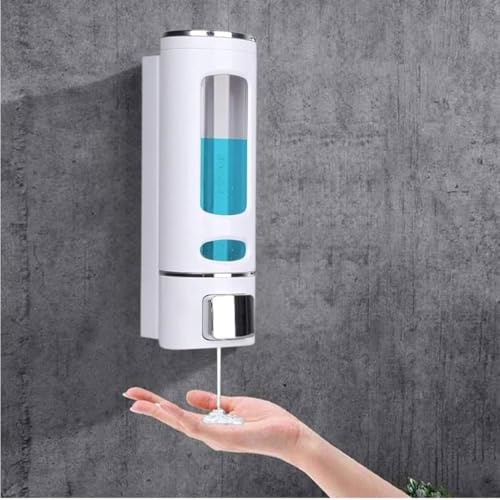 Image of ABS Plastic Soap Dispenser for Bathroom Wall Mounted Shampoo Conditioner Hand Wash Gel Dispenser Liquid Soap Sanitizer Dispenser for Basin Kitchen Sink 400Ml Pack of 1 (White)