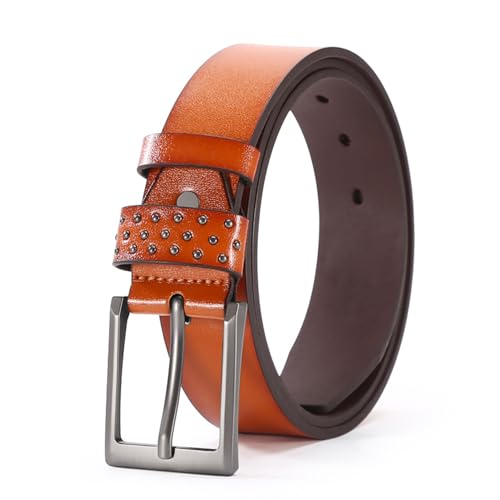 Ceinture cloutée et rivetée unisexe à boucle ardillon perlée robuste