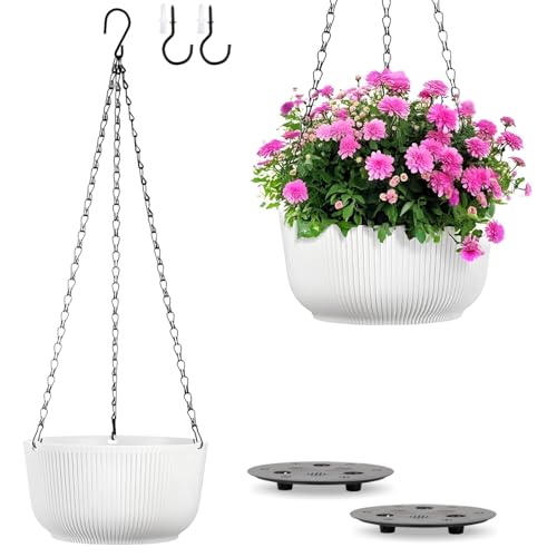 Kvetto Set of 2 White 10 Inch Hanging Planters for