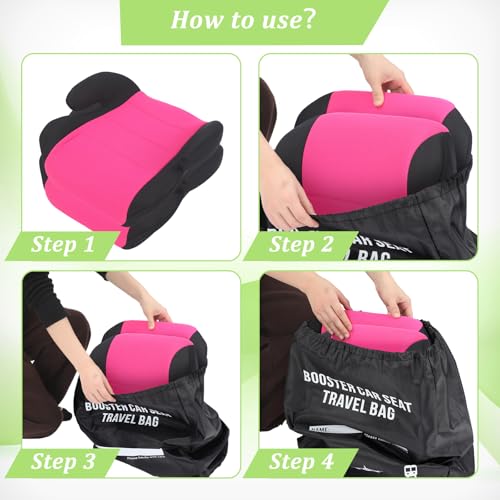 Image of Dansydaisy Booster Seat Travel Bag for Airplane Durable Backless Car Seat Bags Cover for Waterproof Foldable Airport Check Backpack with Padded Shoulder Straps(Black,Pattern Style)