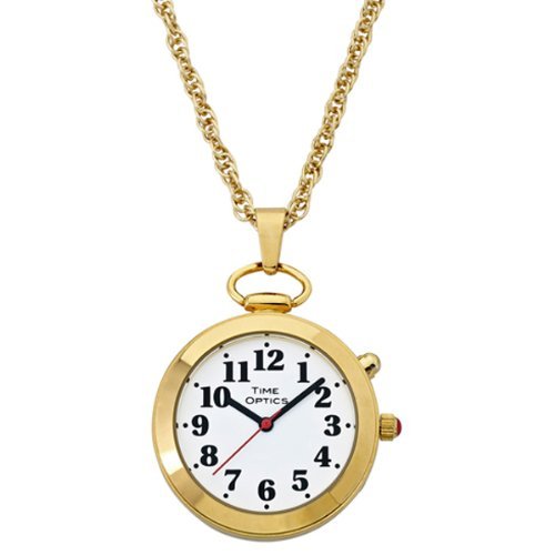 Birsppy Magnifying AIDS Ladies' Gold Tone Talking Pendant Pocket Watch with Choice of Voice (Male & Female)