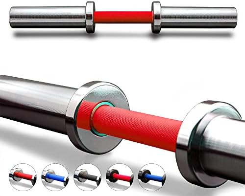 Diliboz Olympic Dumbbell 2 Inch Loadable Dumbbell Bar Heavy Duty Handle for Gym Workouts, Exercise, Training, Bodybuilding, Cross Training and Weightlifting [Chrome Red]