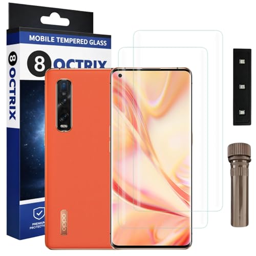 Image of Curved UV Tempered Glass Screen Protector for Oppo Find X2 | Transparent | Pack of 2 | Full Screen Coverage with UV Installation Kit