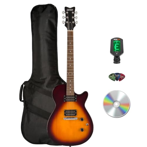 Gretsch Ignite Jet Club Electric Guitar - Duo-Tone Burst Bundle with Gig Bag, Tuner, Picks, and Austin Bazaar Instructional DVD