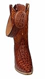 Men Genuine Cowhide Leather Crocodile Print Western Snip Toe Boots with Free Belt Cognac_12