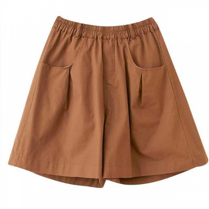 Short Femmes Lâches Hautes Shorts De Jambe Large Décontractées Cinq Points De Grande Taille De Cargaison avec Ceinture
