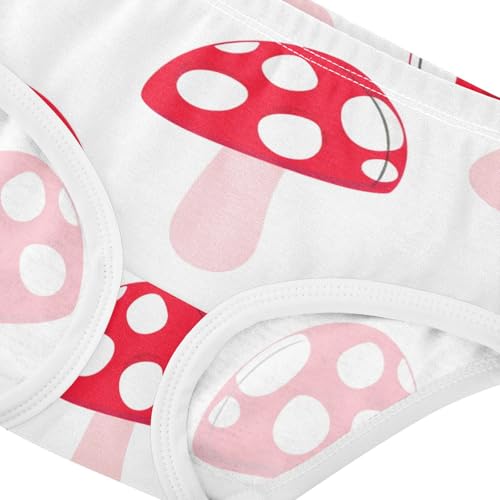 Girls Underwear Toddler 2t Cotton Panties for Girl Animal Briefs Undies Kids Cartoon Red Mushrooms White4