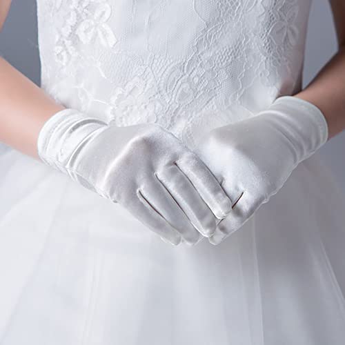 Ever Fairy Girl's Holiday, Wedding, or Pageant White Satin Gloves Princess Glove4