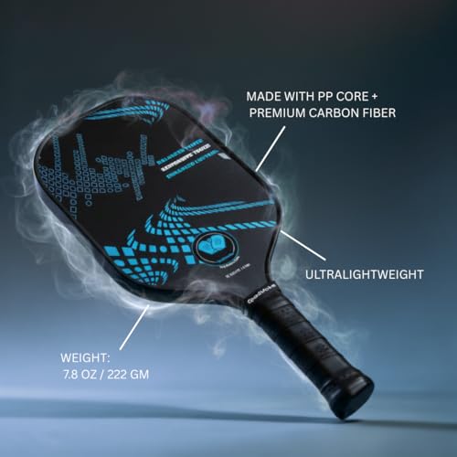 Image of RAW Carbon Fibre | Thermoformed Pickleball Paddle | Carbon Friction Surface | Comfort Grip Handle Racket | Pickle Ball Racket | Blue