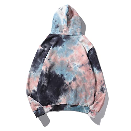 Men's tie-dye Hooded Sweatshirt Pullover Hoodie Long Sleeve Shirts Casual Tie Dye Print Top with Pockets Plus Size2