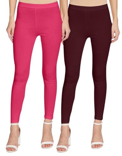 Image of JUNEBERRY Pure Cotton Skinny Fit Ankle Length Leggings Combo (Pack of 2)