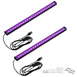 Greenic UV LED Black Light Strip - Upgrade UV Lamp USB 10W 1.5M Cable UV Light 1ft Purple Color Blacklight Lamp for Indoor Halloween Christmas Glow Party Decorations and Urine Detector 2 Pack
