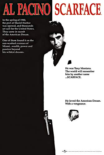 Scarface Movie (Al Pacino, Black and White) Poster Print - 24x36 Collections Poster Print, 24x36 Poster Print, 24x36