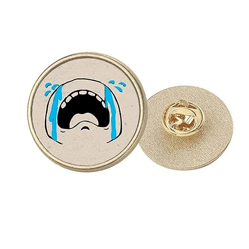 Broche ronde métal doré Cry Loudly pin's triste pour exprimer ses émotions