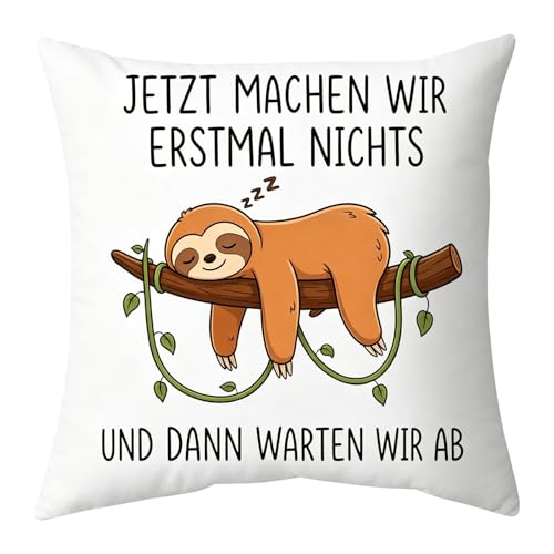 RAOPNHS Funda de cojín de regalo perezoso 45 x 45 cm con frase, divertida funda de cojín para sofá, sillón, cama, funda decorativa para mujeres, hombres, cumpleaños, Navidad, salón, dormitorio, relax