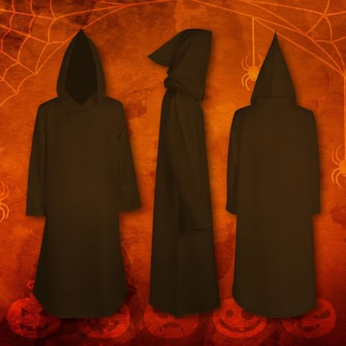 Boys Girls Halloween 𝐂ostume Cloak Cape Witch Hoodie Open Front Plain Cape Holiday Party Trendy (Brown, 3-4 Years)3