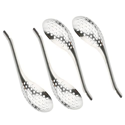 BRIGHTFUFU 4pc Spoon Strainer Set Ergonomic Handle Heavy Duty Stainless Steel for Serving Utensils