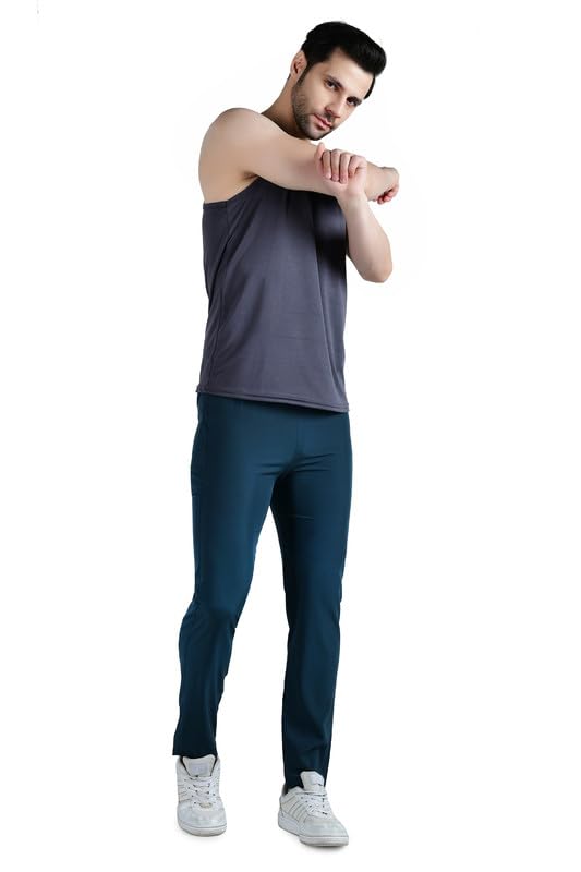 Image of KWINGS Soft NS Lycra Track Pant for Men - Comfortable Straight Fit Joggers with Secure Side Zipper Pockets