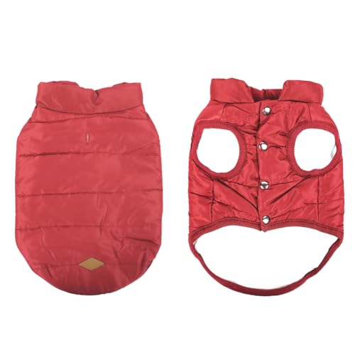 Meioro in Winter Coats for Dogs Clothes Dog Warm Winter Lined Coat French Bulldog Pug Dog Clothes Vest, Red - Image 2