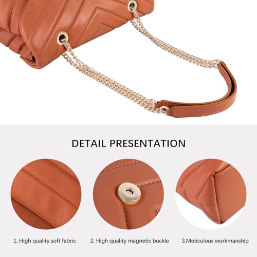 Image of Women Shoulder Bag, Fashionable Quilted Vegan leather Crossbody Purses with Adjustable Chain Designer Purses