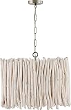 Capital Lighting 340241PP Cara Coastal Handcrafted Natural Eucalyptus Drum Pendant Light Fixture, 4-Light 400 Total Watts, 21' H x 25' W, Brushed Pewter