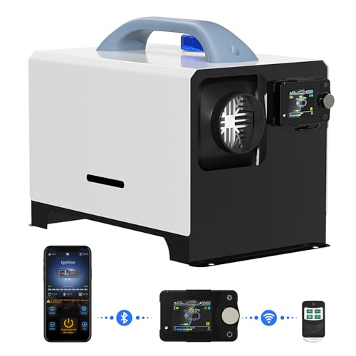 Likaci Diesel Heizung 5KW-8KW 12V/24V Diesel Luft Auto Parkplatz Heizung mit Bluetooth APP Steuerung, aufgerüstete LCD Schalter Anzeige und Fernbedienung für Wohnmobil, Garage, Auto Anhänger